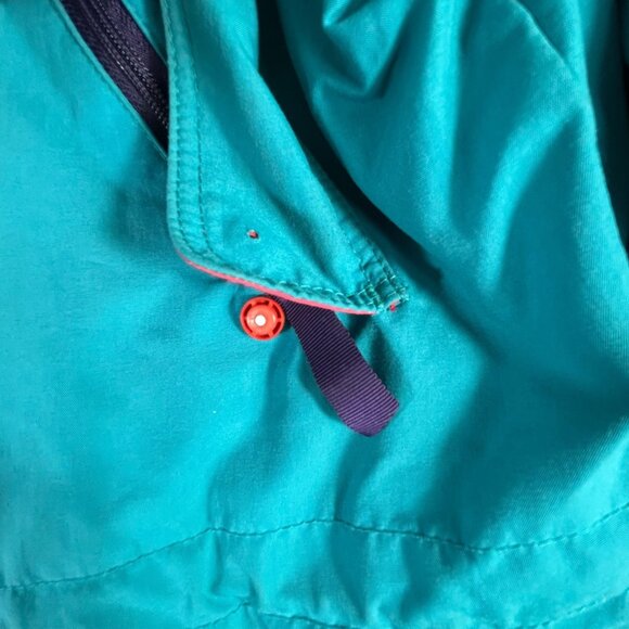VTG Patagonia Long Jacket Full Zip Turquoise Adult Sz Large Hood Zip Pockets - Picture 3 of 15